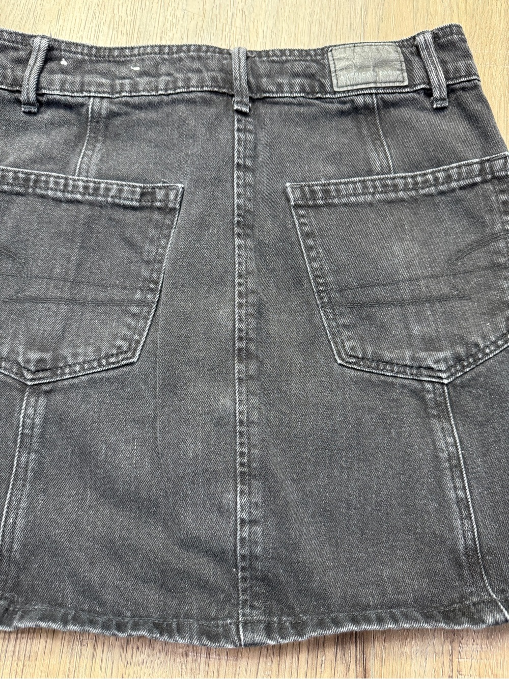 American Eagle Hi-Rise A-Line Black Denim Button Front Mini Skirt Size 0 - Picture 13 of 13